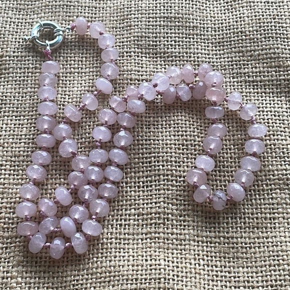 Pink Rose Quartz Stone 8mm Necklace Knotted New Handmade 2022 In style Beads - Picture 10 of 13